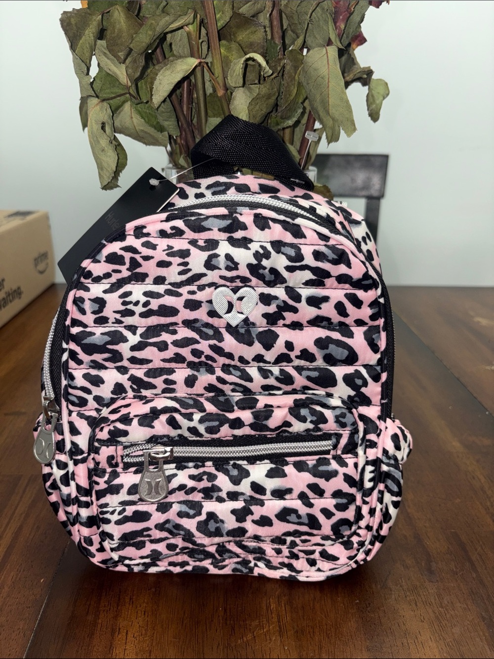 HURLEY Mini Leopard Print Backpack - Pink & Black. New with tags. - Picture 2 of 7